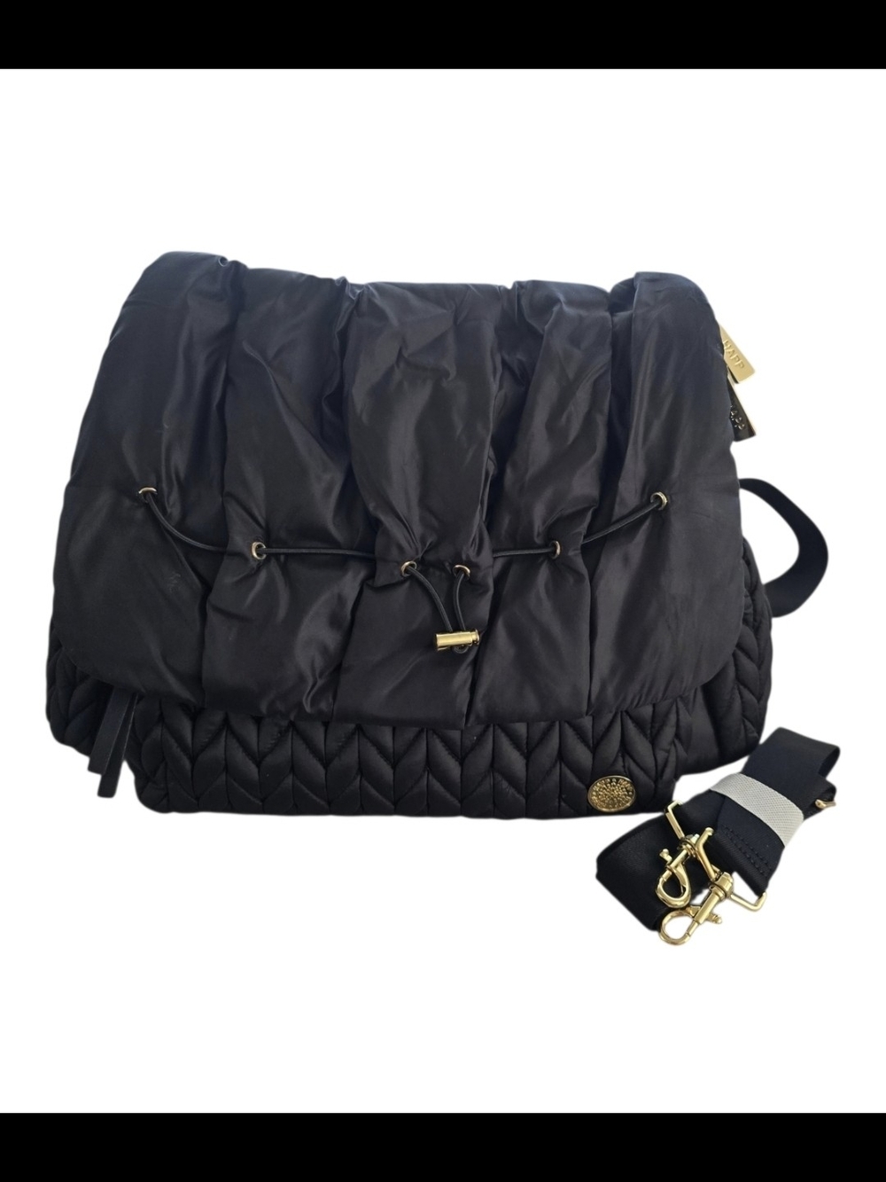 HAPP Brand Levy Diaper Bag Backpack - Black Herringbone